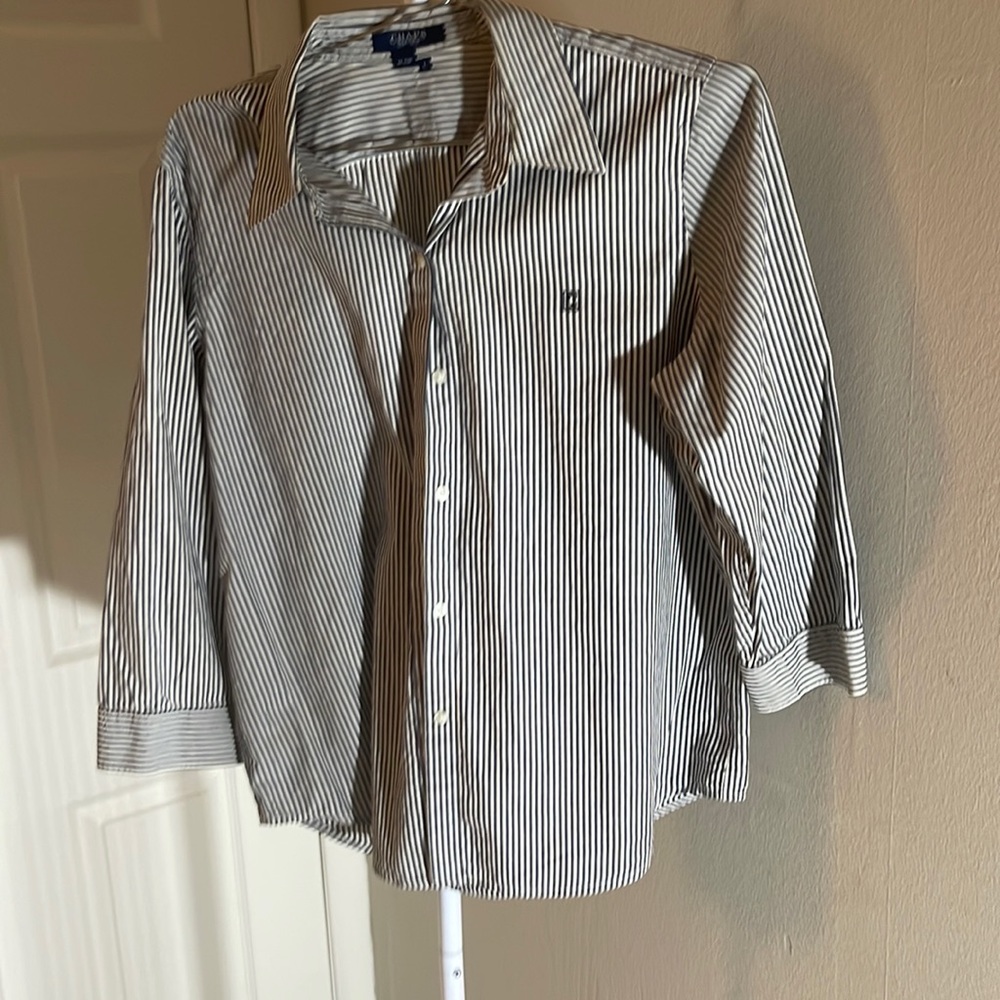 Blue and white striped shirt